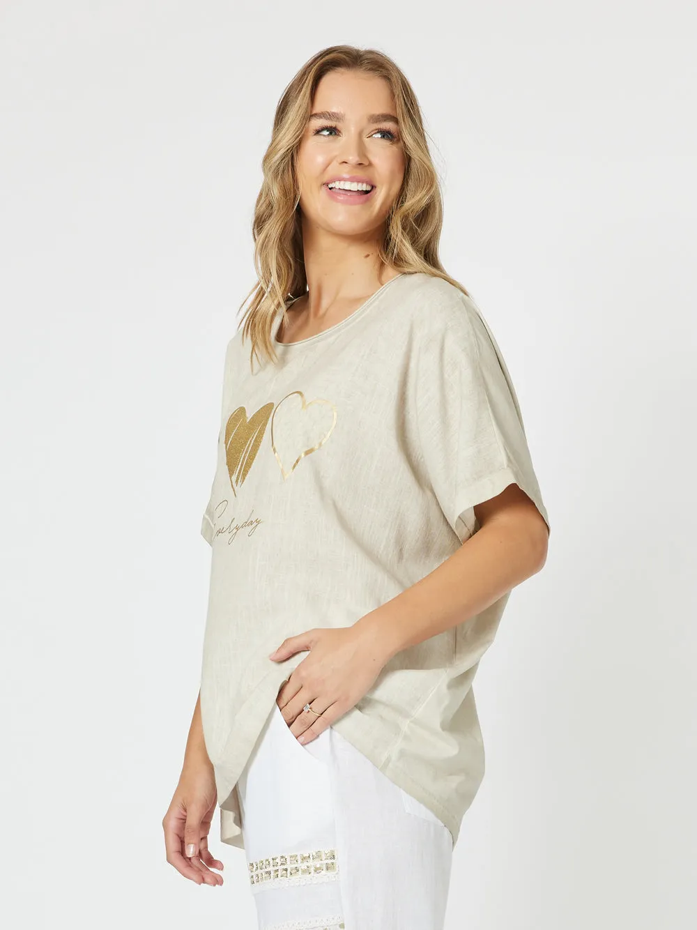 Threadz Hearts Tee Stone