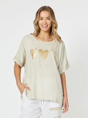 Threadz Hearts Tee Stone