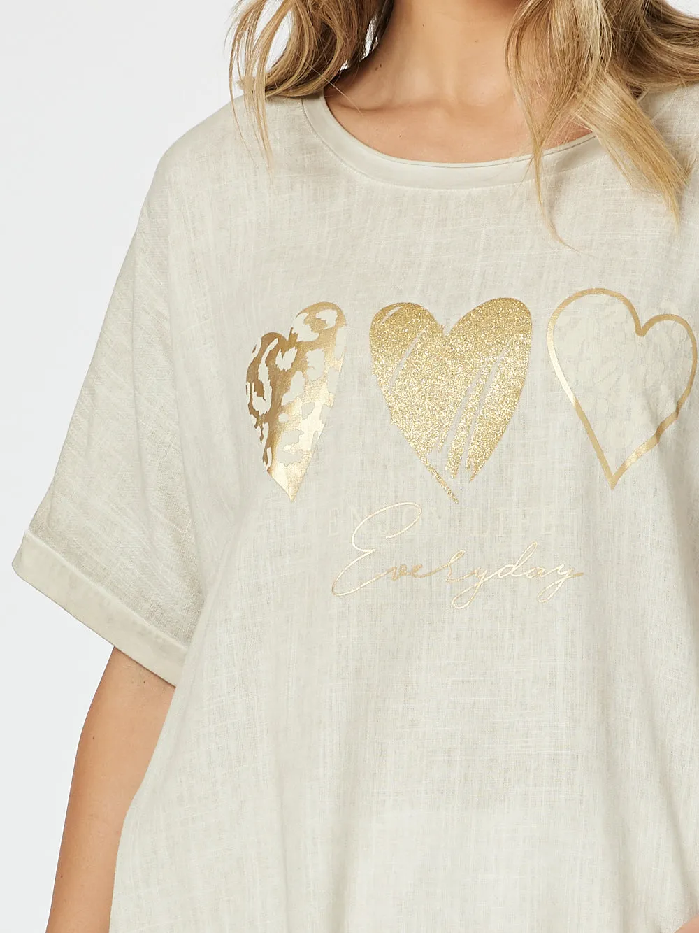 Threadz Hearts Tee Stone