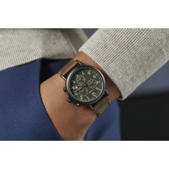 Montre Timex Standard Chronographe avec Bracelet en Tissu et Cuir TW2U89500