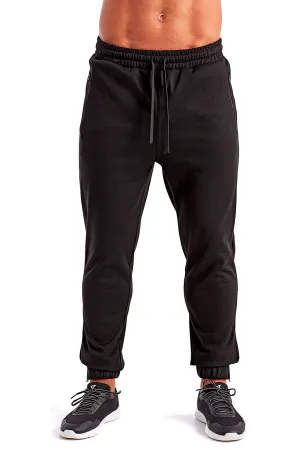 TriDri Mens Moisture Wicking Jogger Sweatpants w/ Pockets - Black