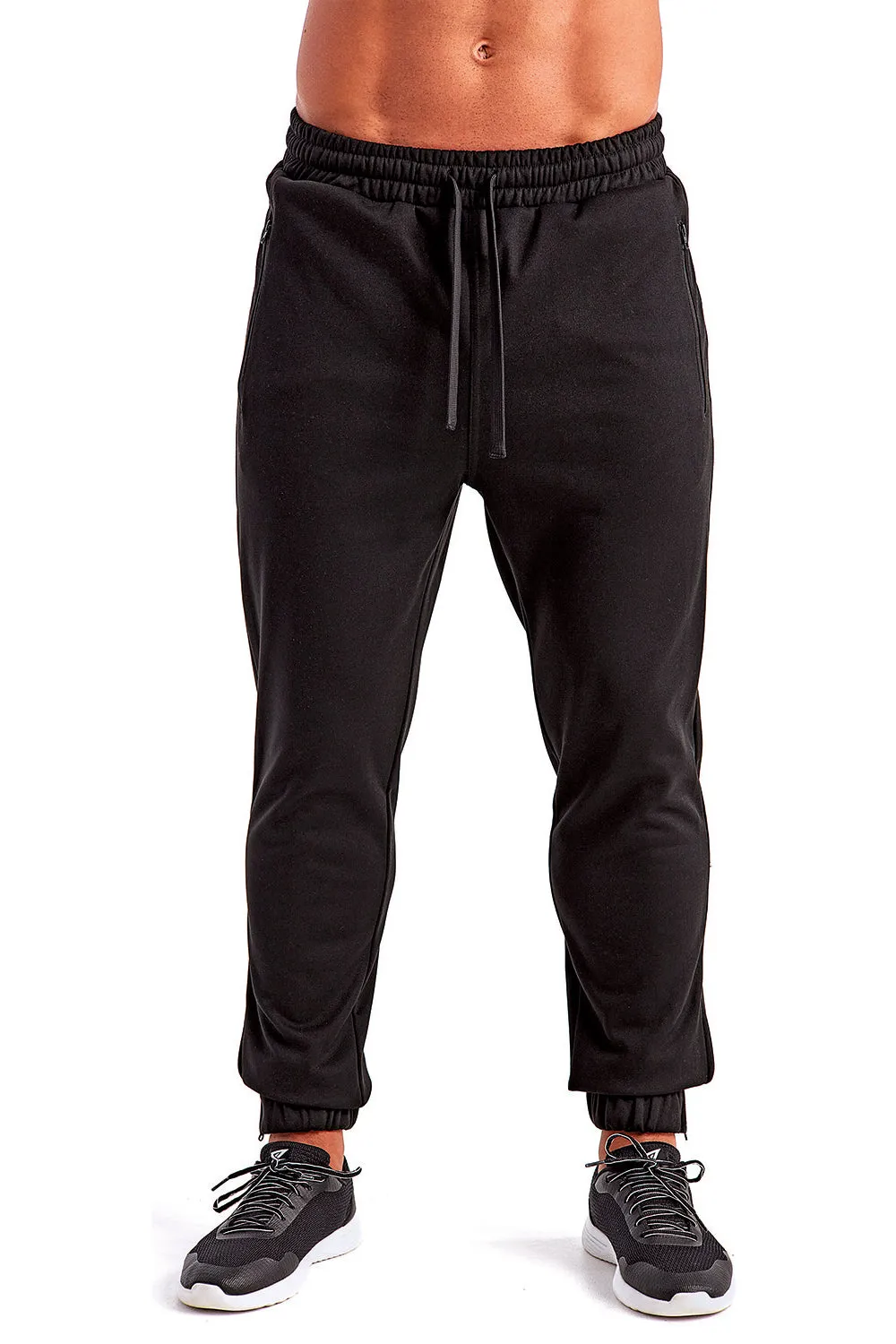 TriDri Mens Moisture Wicking Jogger Sweatpants w/ Pockets - Black