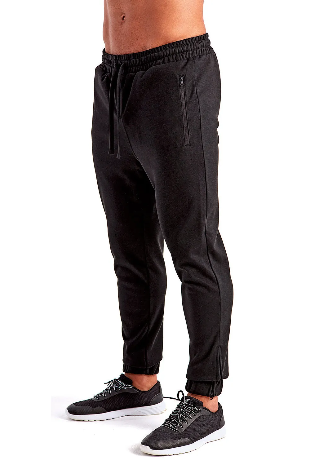 TriDri Mens Moisture Wicking Jogger Sweatpants w/ Pockets - Black