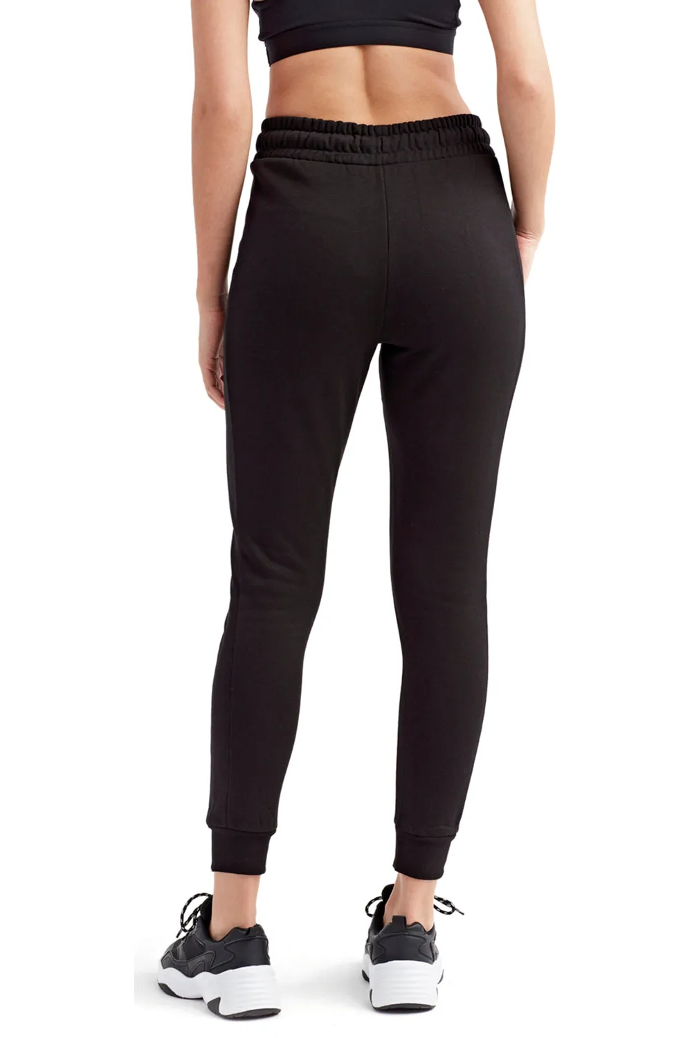 TriDri Womens Maria Fitted Jogger Sweatpants w/ Pockets - Black