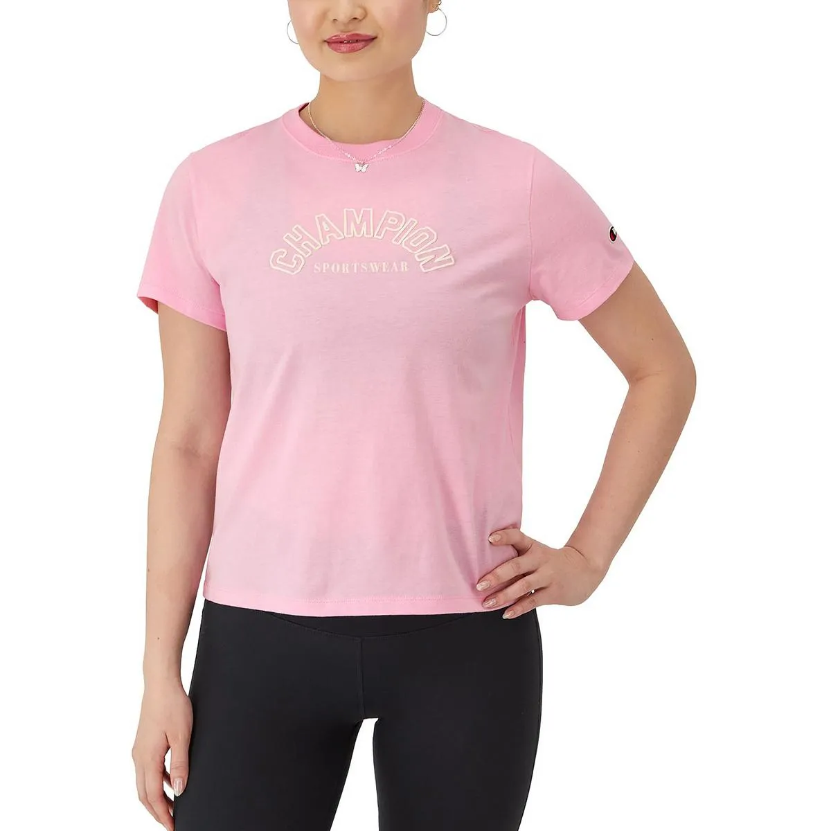 Womens Crewneck Knit Graphic T-Shirt
