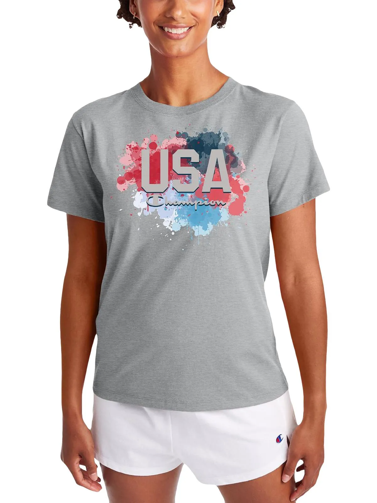 Womens Crewneck Knit Graphic T-Shirt