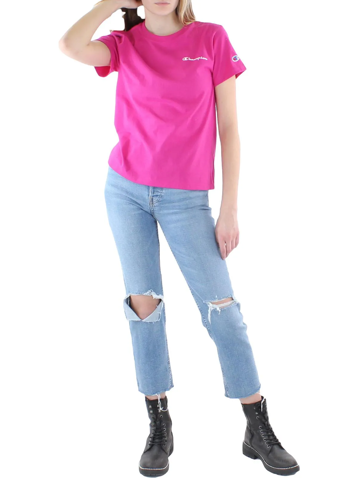 Womens Crewneck Knit Graphic T-Shirt
