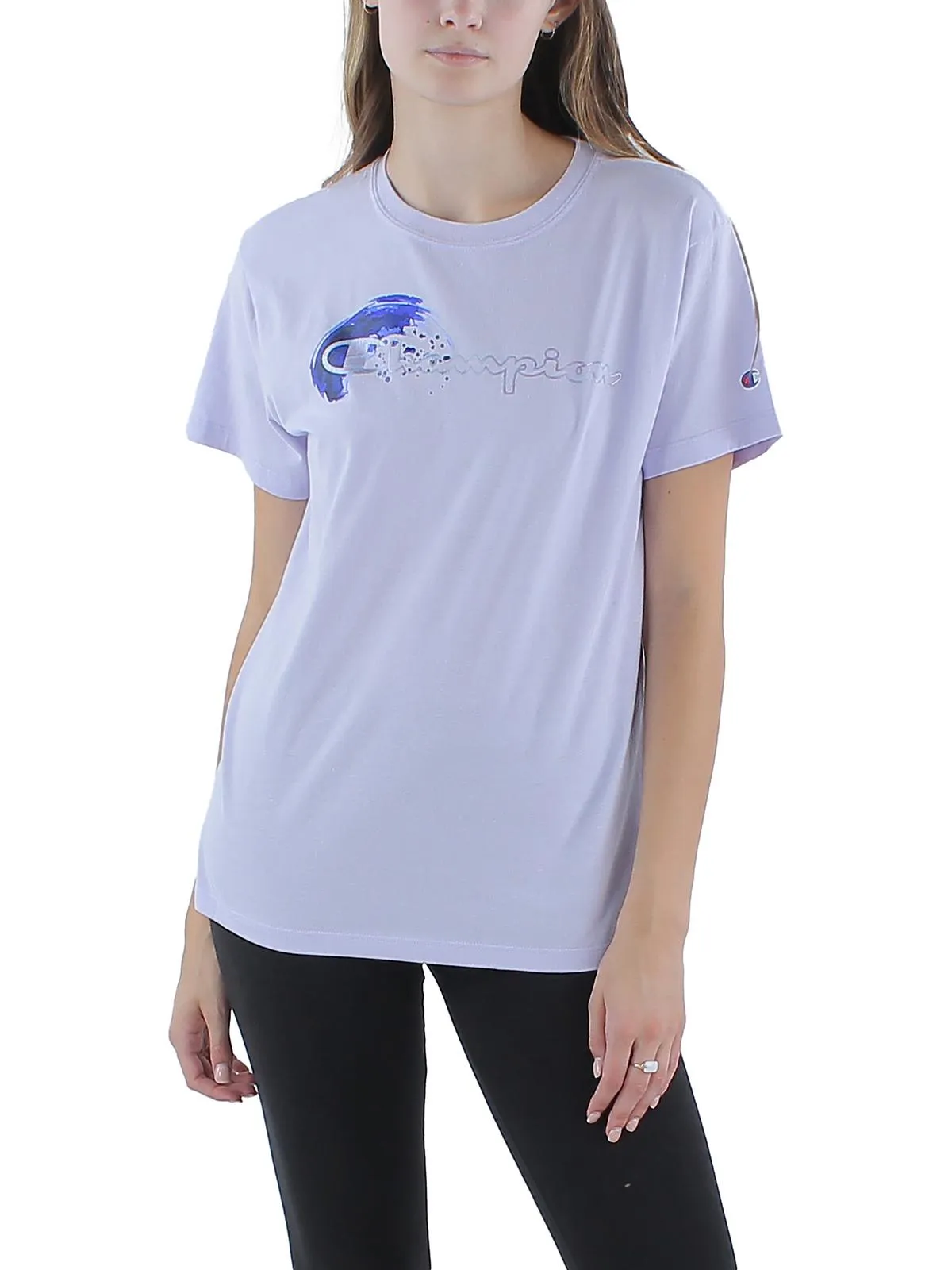 Womens Crewneck Knit Graphic T-Shirt