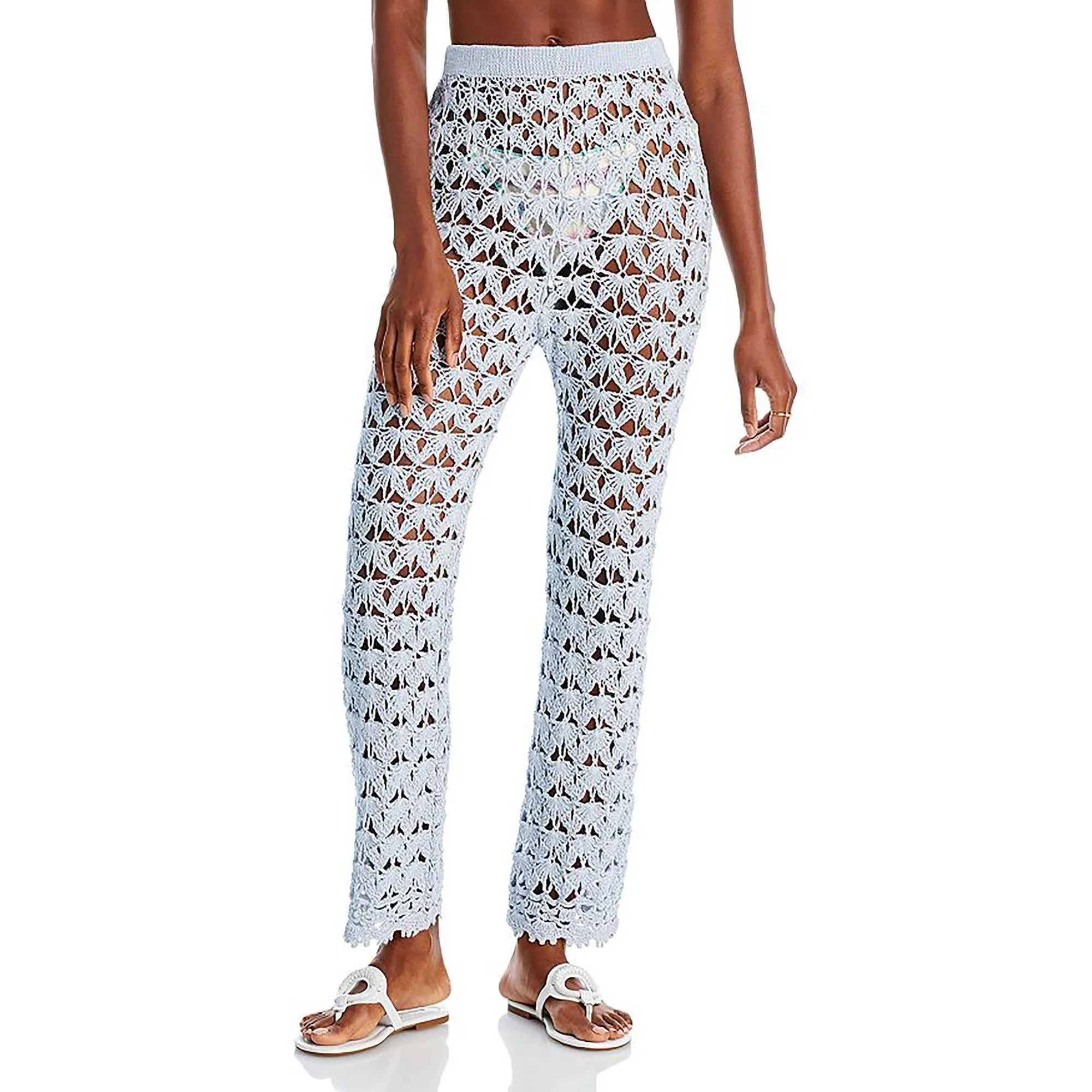 Womens Crochet Pants Cover-Up