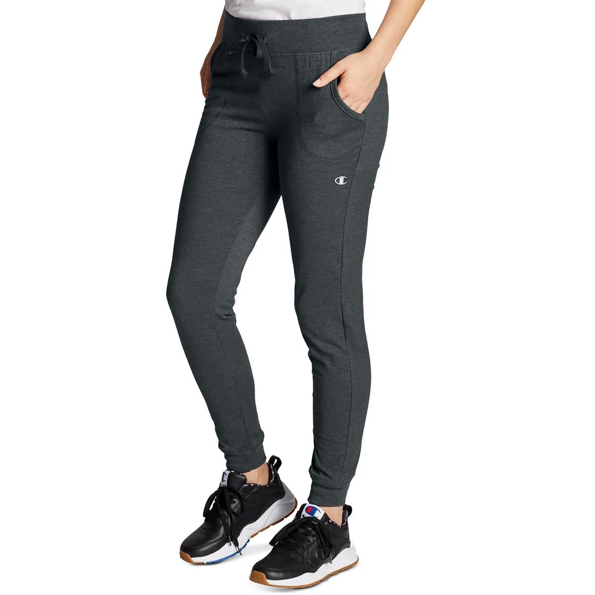 Womens Drawstring Hem Fitness Jogger Pants